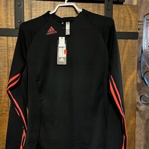 adidas Black Long Sleeve Tee with Subtle Pink Trim